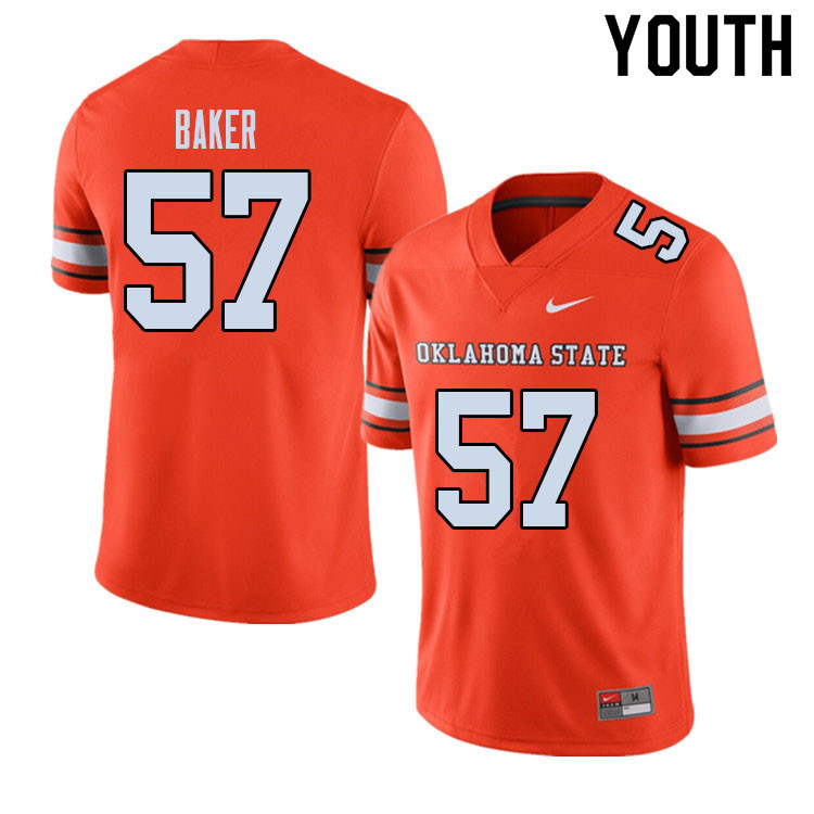 Youth #57 Ryan Baker Oklahoma State Cowboys College Football Jerseys Sale-Alternate